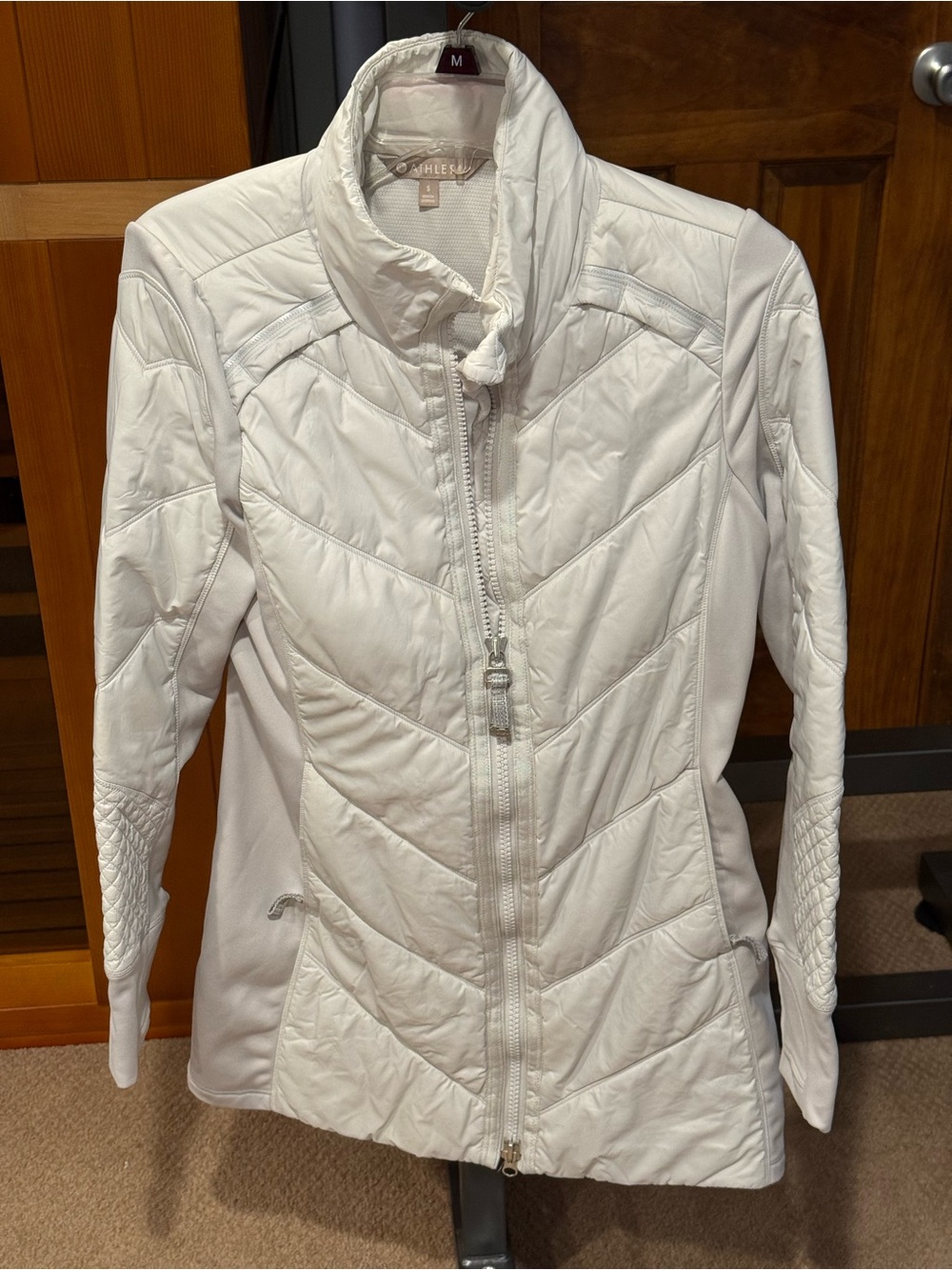 Athleta White Quilted Puffer Jacket